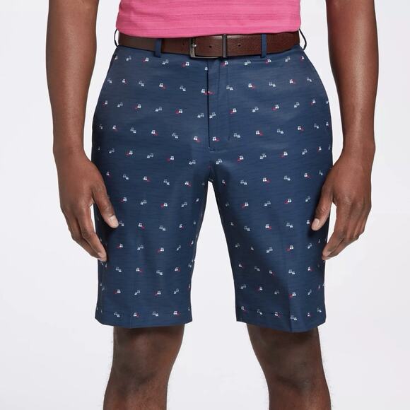 NWT Walter Hagen Perfect 11 Mini Golf Cart Grip Print Navy Blue Golf Shorts - Picture 1 of 9